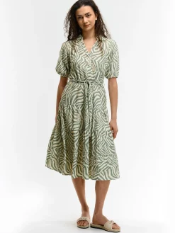 GATE Sukienka z nadrukiem z mieszanki lnu| Kategorie·Sukienki