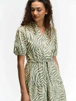 GATE Sukienka z nadrukiem z mieszanki lnu| Kategorie·Sukienki