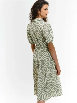 GATE Sukienka z nadrukiem z mieszanki lnu| Kategorie·Sukienki