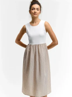 GATE Sukienka z pasiastą spódnicą| Kategorie·Sukienki