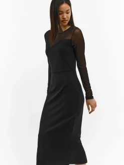 GATE Sukienka z siateczkowymi rękawami| Kategorie·Sukienki