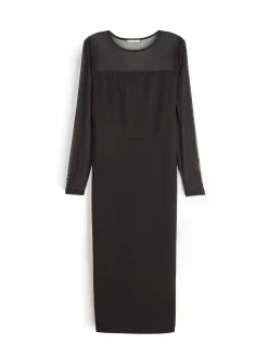 GATE Sukienka z siateczkowymi rękawami| Kategorie·Sukienki