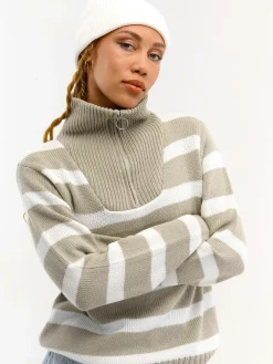 GATE Sweter w paski, zapinany na zamek| Swetry I Bluzy·Swetry