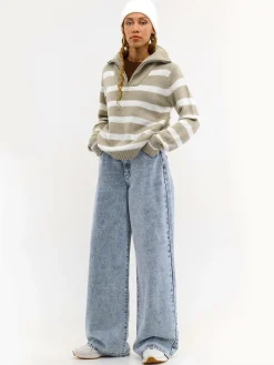 GATE Sweter w paski, zapinany na zamek| Swetry I Bluzy·Swetry