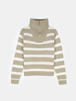 GATE Sweter w paski, zapinany na zamek| Swetry I Bluzy·Swetry