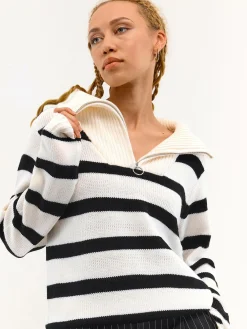 GATE Sweter w paski, zapinany na zamek| Swetry I Bluzy·Swetry