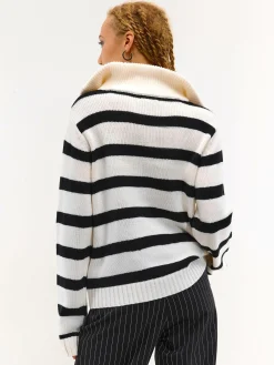 GATE Sweter w paski, zapinany na zamek| Swetry I Bluzy·Swetry