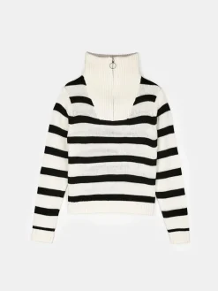 GATE Sweter w paski, zapinany na zamek| Swetry I Bluzy·Swetry