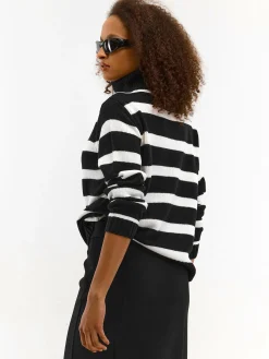 GATE Sweter w paski, zapinany na zamek| Swetry I Bluzy·Swetry