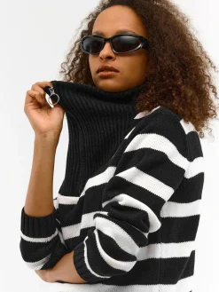 GATE Sweter w paski, zapinany na zamek| Swetry I Bluzy·Swetry