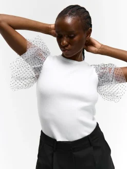 GATE Sweter z bufiastymi rękawami| Koszulki I Topy·Topy|Swetry I Bluzy·Swetry