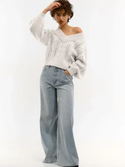 GATE Sweter z dekoltem w serek| Swetry I Bluzy·Swetry