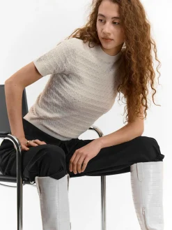 GATE Sweter z krótkim rękawem| Koszulki I Topy·Topy|Swetry I Bluzy·Swetry