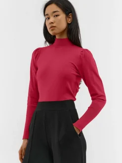 GATE Sweter z marszczonymi rękawami| Koszulki I Topy·Golfy|Swetry I Bluzy·Swetry