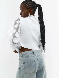 GATE Sweter z ozdobnymi rękawami| Koszulki I Topy·Topy|Koszulki I Topy·Crop Top ☀️