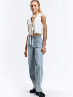 GATE Szerokie jeansy z perełkami| Spodnie·Jeansy