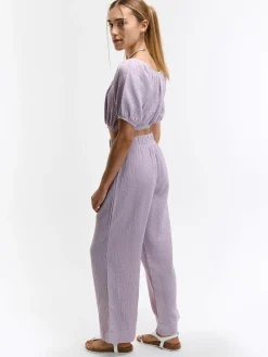 GATE Szerokie muślinowe spodnie| Spodnie·Spodnie