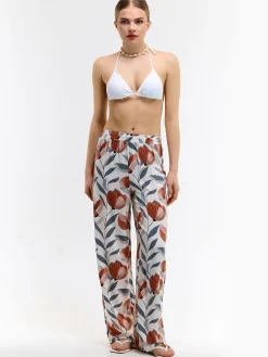 GATE Szerokie spodnie z wiskozy z nadrukiem| Spodnie·Spodnie