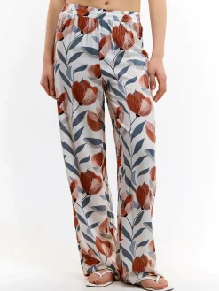 GATE Szerokie spodnie z wiskozy z nadrukiem| Spodnie·Spodnie