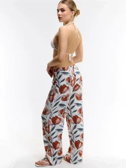 GATE Szerokie spodnie z wiskozy z nadrukiem| Spodnie·Spodnie