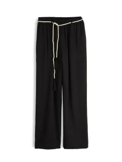 GATE Szerokie spodnie z wiskozy z paskiem| Spodnie·Spodnie