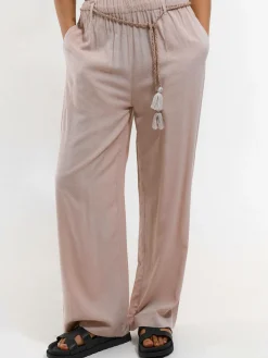 GATE Szerokie spodnie z wiskozy z paskiem| Spodnie·Spodnie