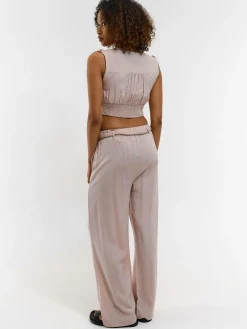 GATE Szerokie spodnie z wiskozy z paskiem| Spodnie·Spodnie