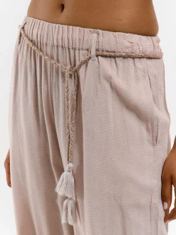 GATE Szerokie spodnie z wiskozy z paskiem| Spodnie·Spodnie