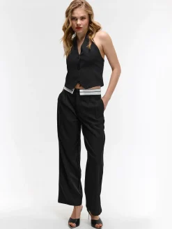 GATE Szerokie spodnie z zaokrągloną talią| Spodnie·Spodnie