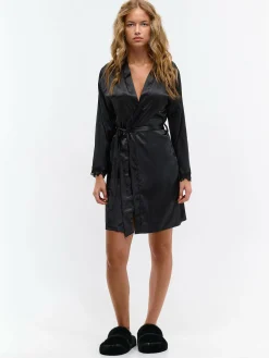 GATE Szlafrok satynowy z koronką na rękawach| Bielizna·Bielizna Nocna|Bielizna·Kąpielowy Szlafrok