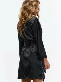 GATE Szlafrok satynowy z koronką na rękawach| Bielizna·Bielizna Nocna|Bielizna·Kąpielowy Szlafrok