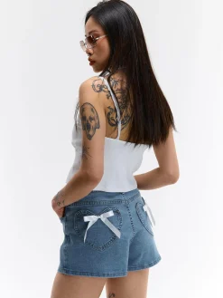GATE Szorty dżinsowe z kokardkami| Spodnie·Spodenki ☀️