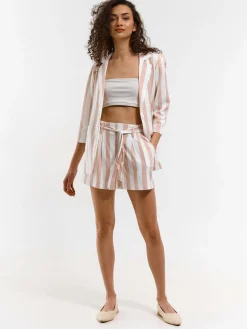 GATE Szorty w prążki z paskiem| Spodnie·Spodenki ☀️