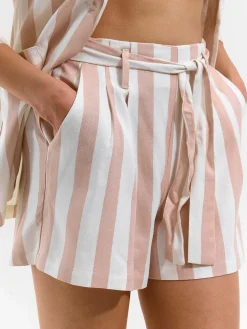 GATE Szorty w prążki z paskiem| Spodnie·Spodenki ☀️