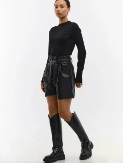 GATE Szorty z imitacji skóry| Spodnie·Spodenki ☀️