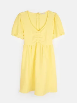 GATE Teksturowana damska sukienka z bufiastymi rękawami| Kategorie·Sukienki