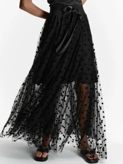 GATE Tiulowa spódnica maxi w kropki| Kategorie·Spódnice ☀️