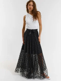 GATE Tiulowa spódnica maxi w kropki| Kategorie·Spódnice ☀️