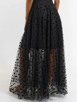 GATE Tiulowa spódnica maxi w kropki| Kategorie·Spódnice ☀️