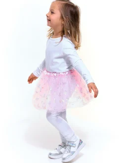 GATE Tiulowa spódnica ze srebrnym nadrukiem|Dzieci Dziewczynki·Spódnice ☀️