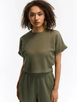 GATE Top damski z tkaniny strukturalnej| Koszulki I Topy·Topy|Koszulki I Topy·Crop Top ☀️