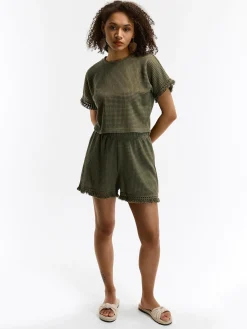 GATE Top damski z tkaniny strukturalnej| Koszulki I Topy·Topy|Koszulki I Topy·Crop Top ☀️