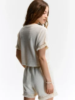 GATE Top damski z tkaniny strukturalnej| Koszulki I Topy·Topy|Koszulki I Topy·Crop Top ☀️