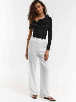 GATE Top na jedno ramię z organzy| Koszulki I Topy·Topy