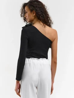 GATE Top na jedno ramię z organzy| Koszulki I Topy·Topy