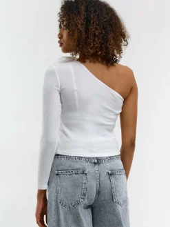 GATE Top na jedno ramię z organzy| Koszulki I Topy·Topy