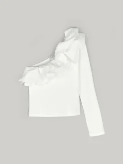 GATE Top na jedno ramię z organzy| Koszulki I Topy·Topy