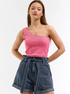 GATE Top na jedno ramię z wypełnieniem| Koszulki I Topy·Topy