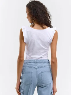 GATE Top z marszczonymi rękawami| Koszulki I Topy·Topy|Koszulki I Topy·Koszulki