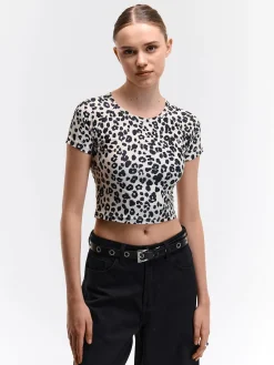 GATE Top z metalicznym nadrukiem zwierzęcym| Koszulki I Topy·Topy|Koszulki I Topy·Crop Top ☀️